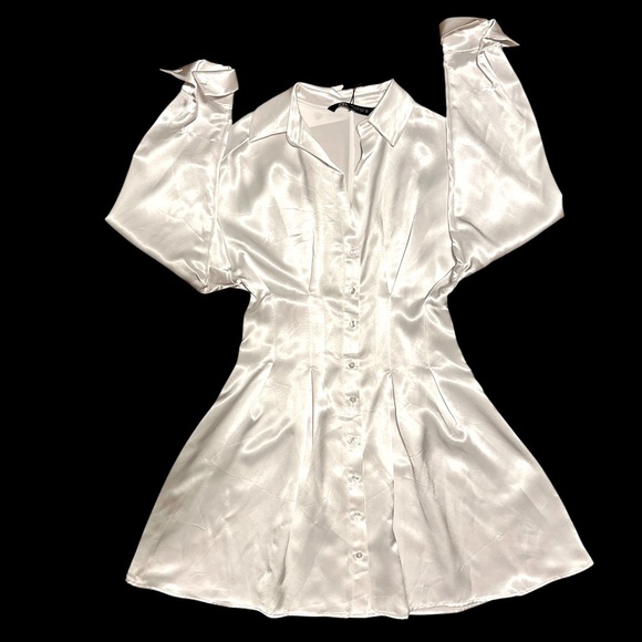 ZARA SATIN EFFECTS SHIRT DRESS - Picture 3 of 6